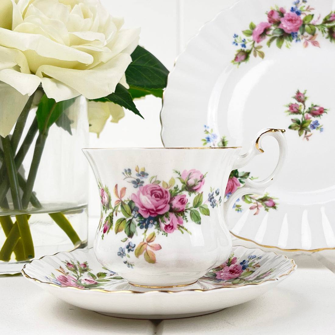 Royal Albert Moss Rose Demitasse Duo