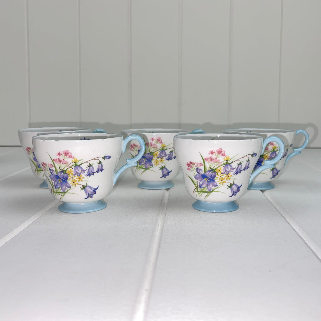 Shelley Vintage Wild Flowers 13668 Demitasse (Coffee) Cups x 3