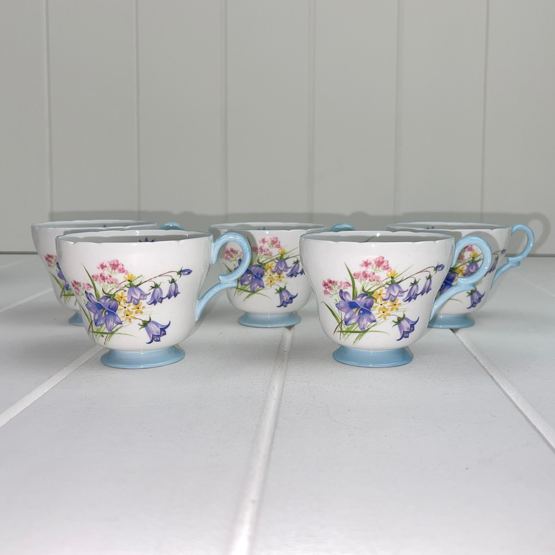 Shelley Vintage Wild Flowers 13668 Demitasse (Coffee) Cups x 3