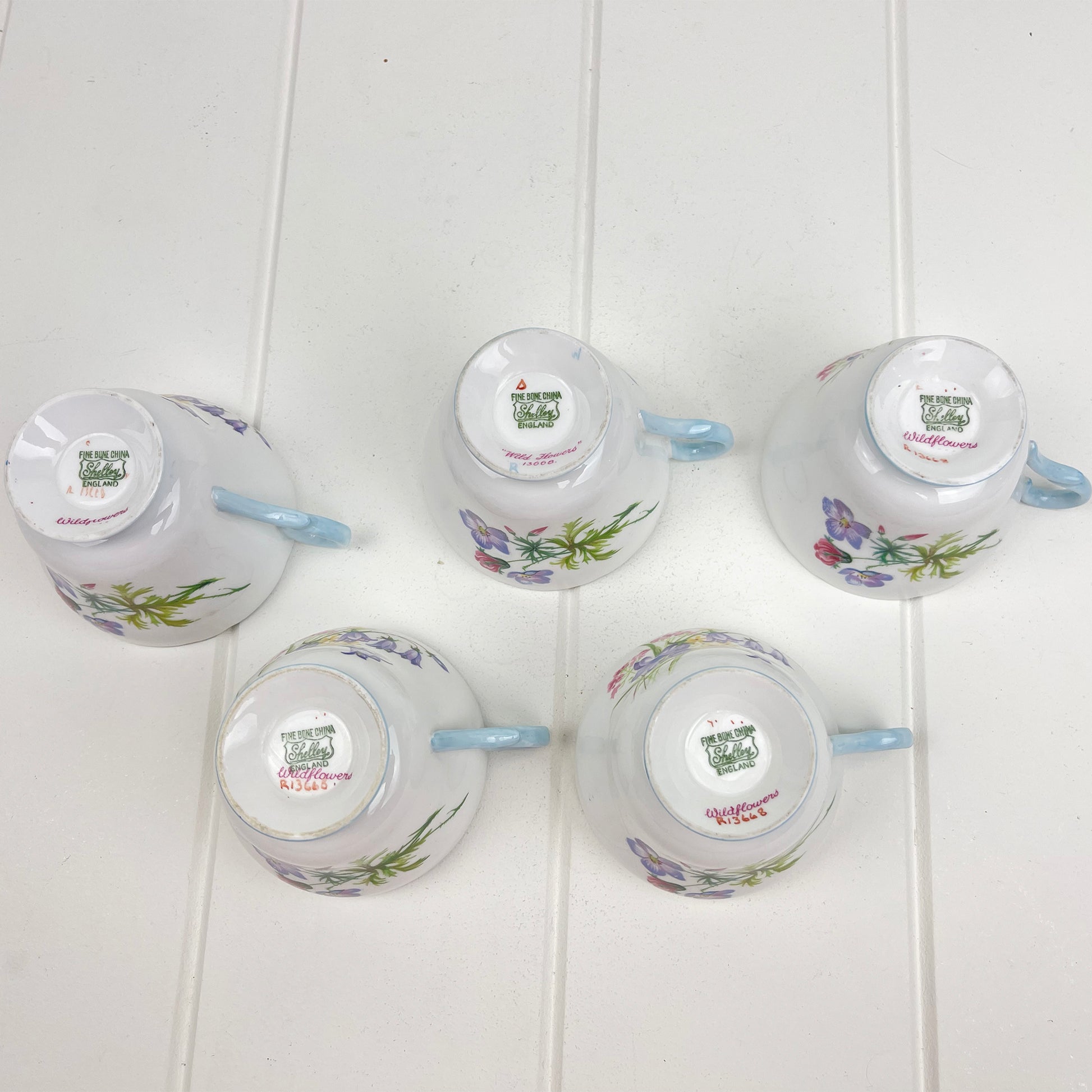 Shelley Vintage Wild Flowers 13668 Demitasse (Coffee) Cups x 3