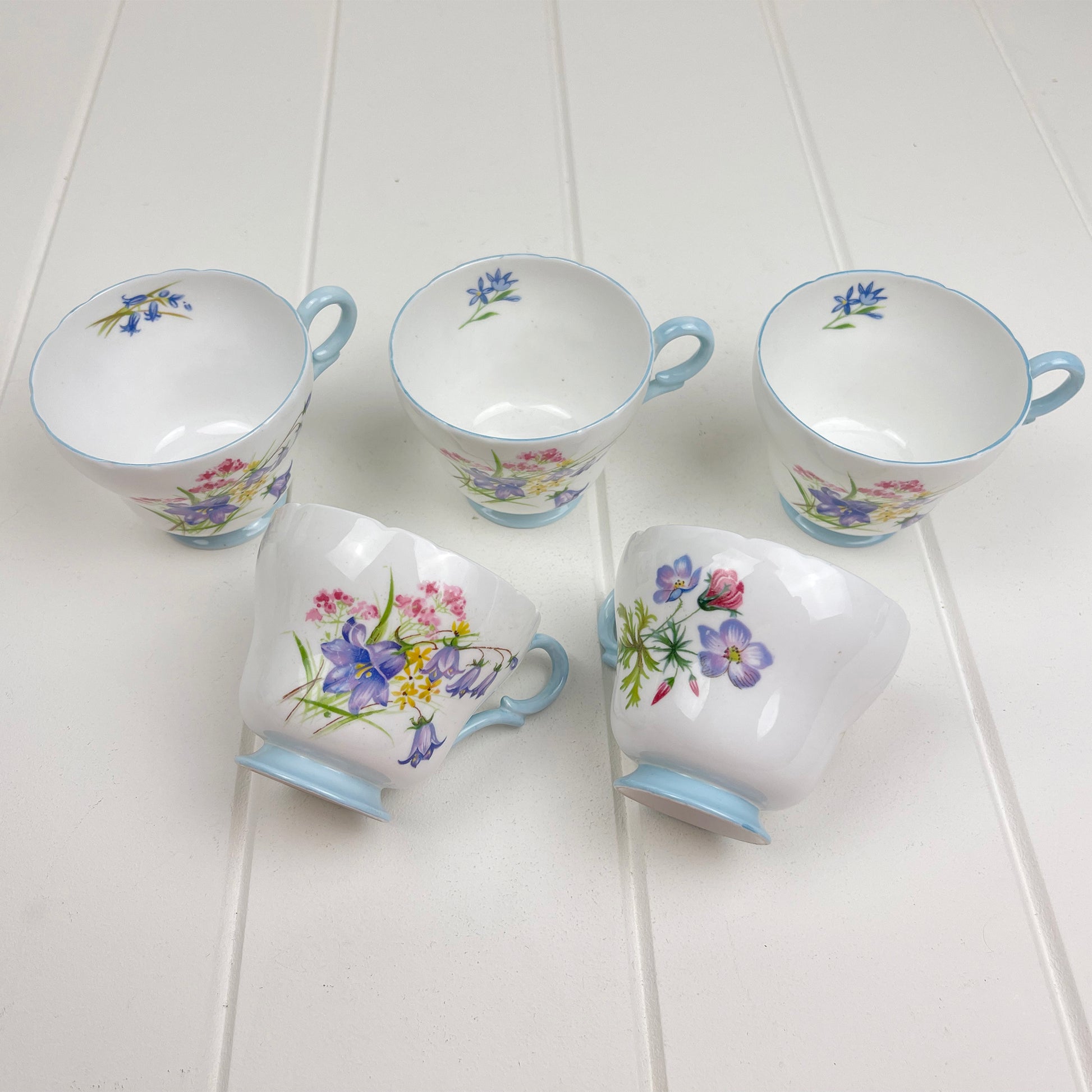 Shelley Vintage Wild Flowers 13668 Demitasse (Coffee) Cups x 3