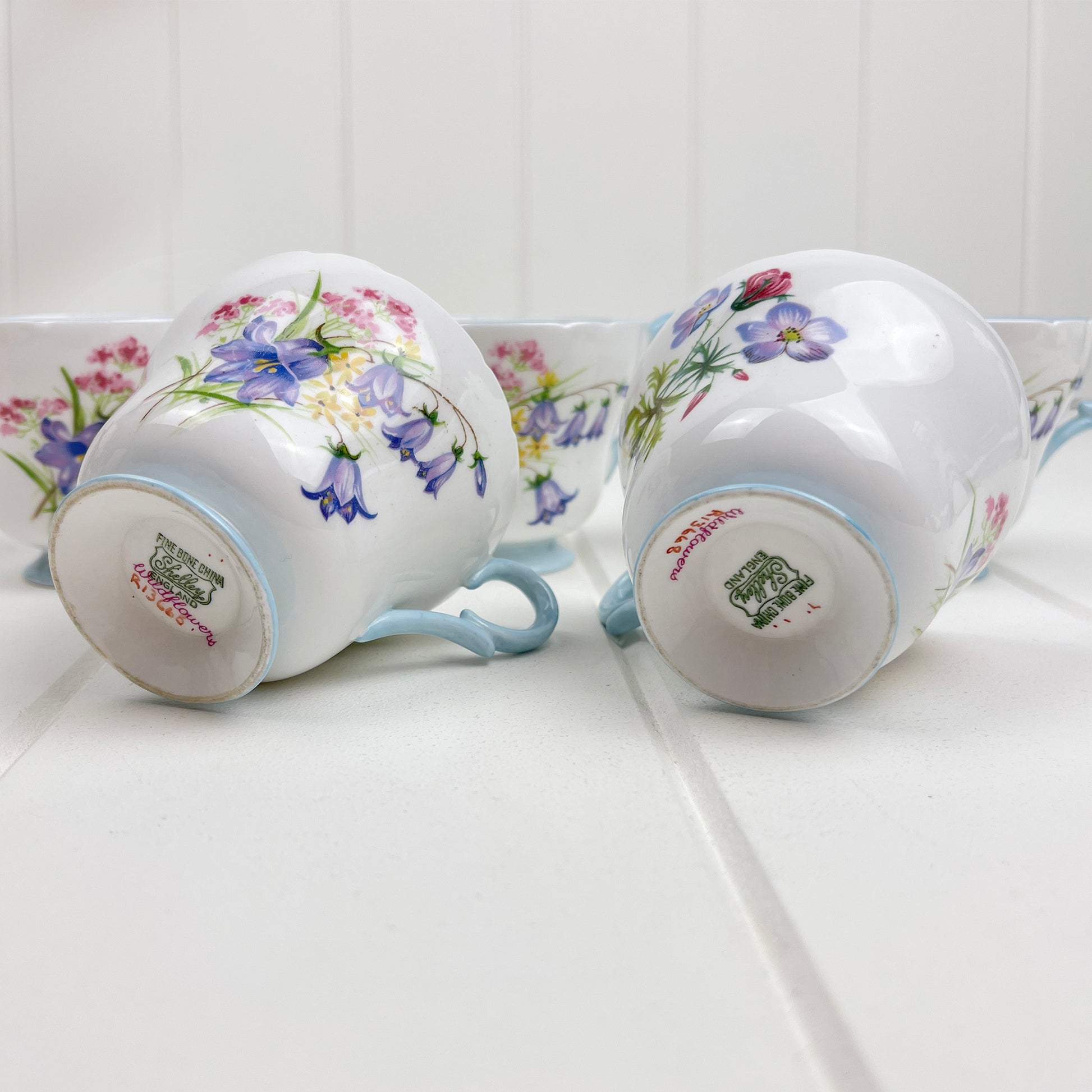 Shelley Vintage Wild Flowers 13668 Demitasse (Coffee) Cups x 3