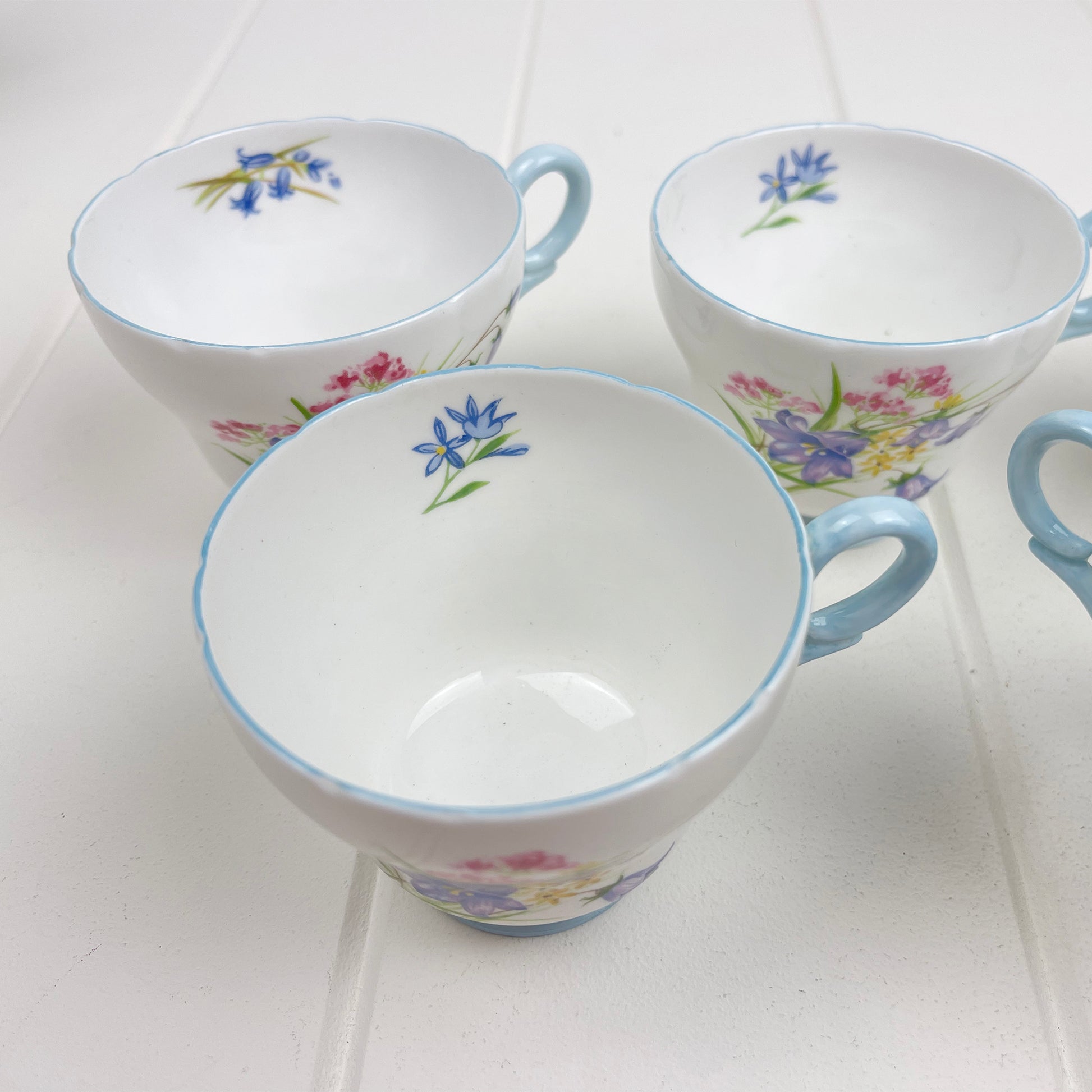 Shelley Vintage Wild Flowers 13668 Demitasse (Coffee) Cups x 3