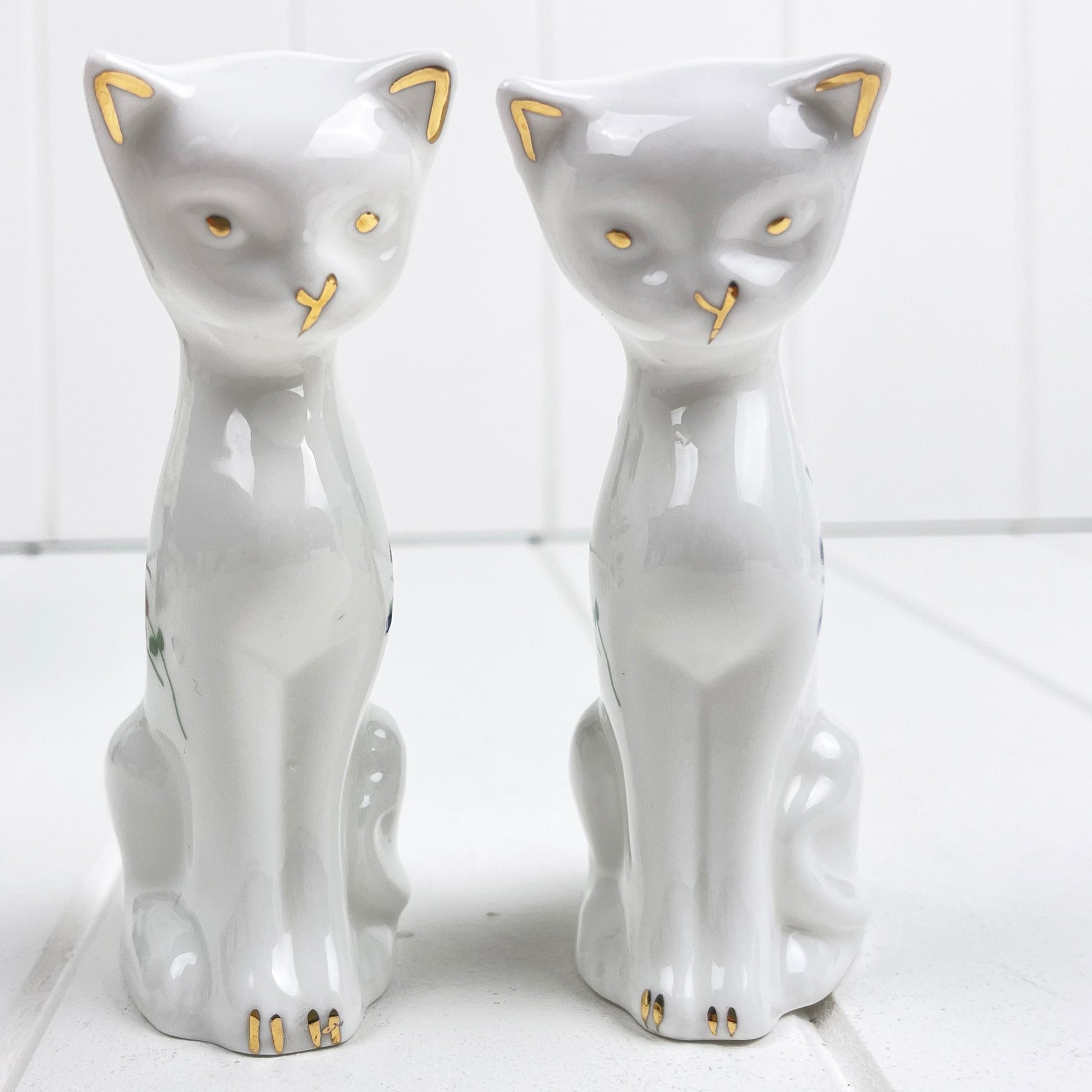 Staffordshire Vintage Pair of Floral Cats