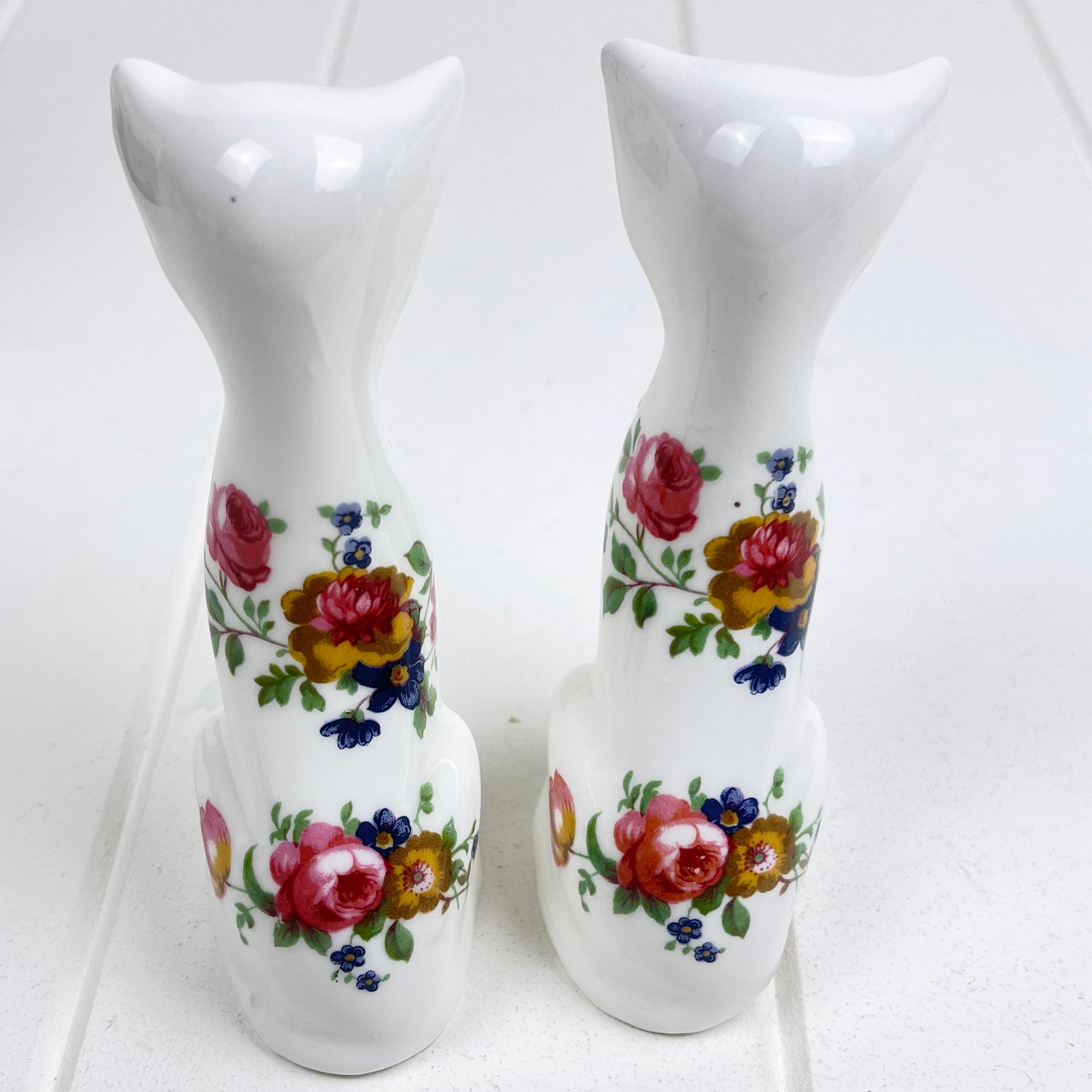 Staffordshire Vintage Pair of Floral Cats
