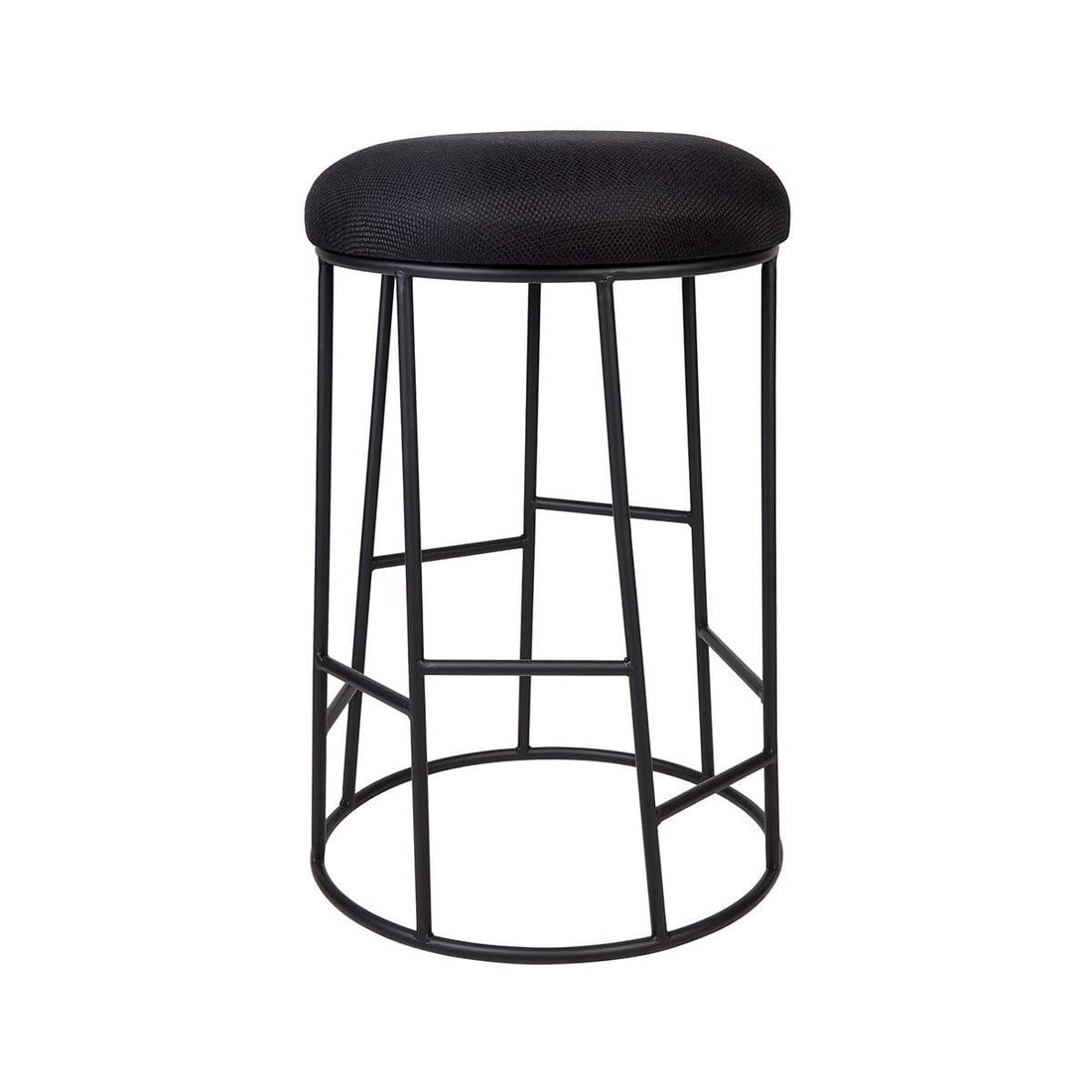 House Journey Aiden Black Steel Kitchen Stool - Black Linen