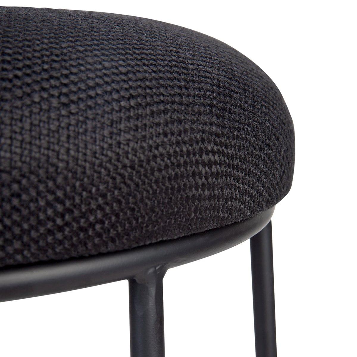 House Journey Aiden Black Steel Kitchen Stool - Black Linen