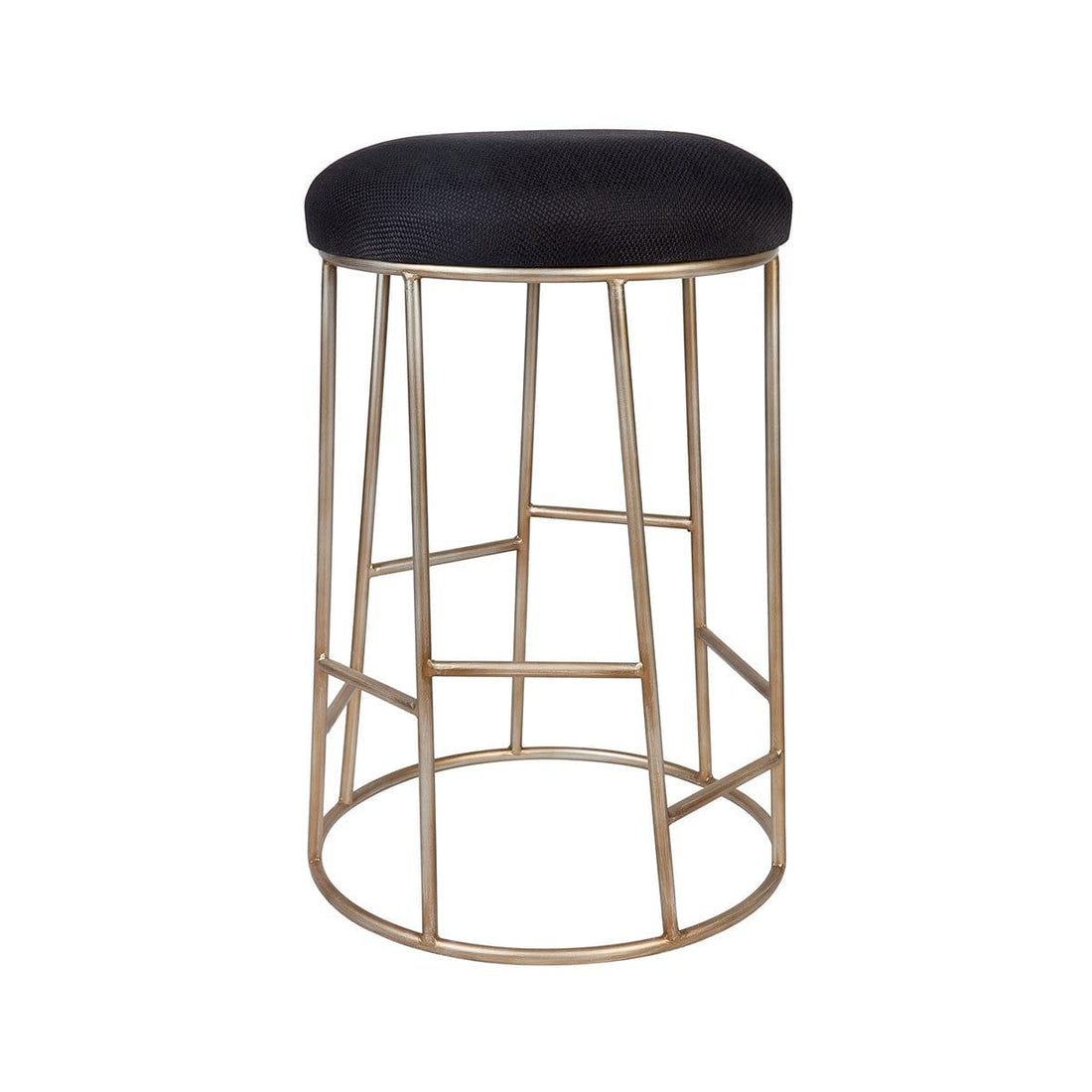 House Journey Aiden Gold Steel Kitchen Stool - Black Linen