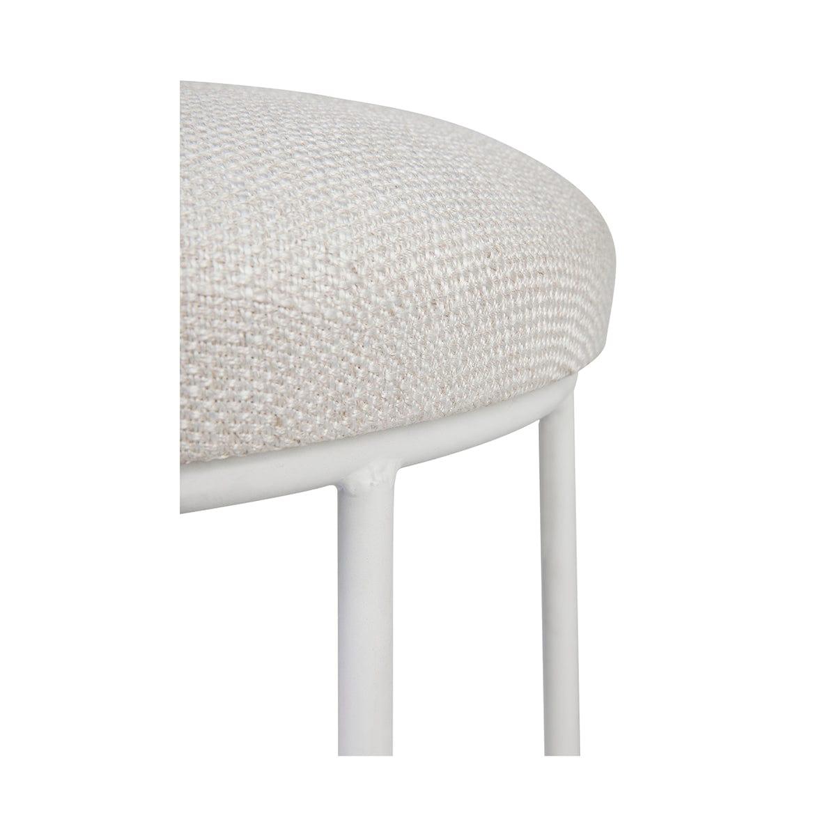 House Journey Aiden White Steel Kitchen Stool - Natural Linen