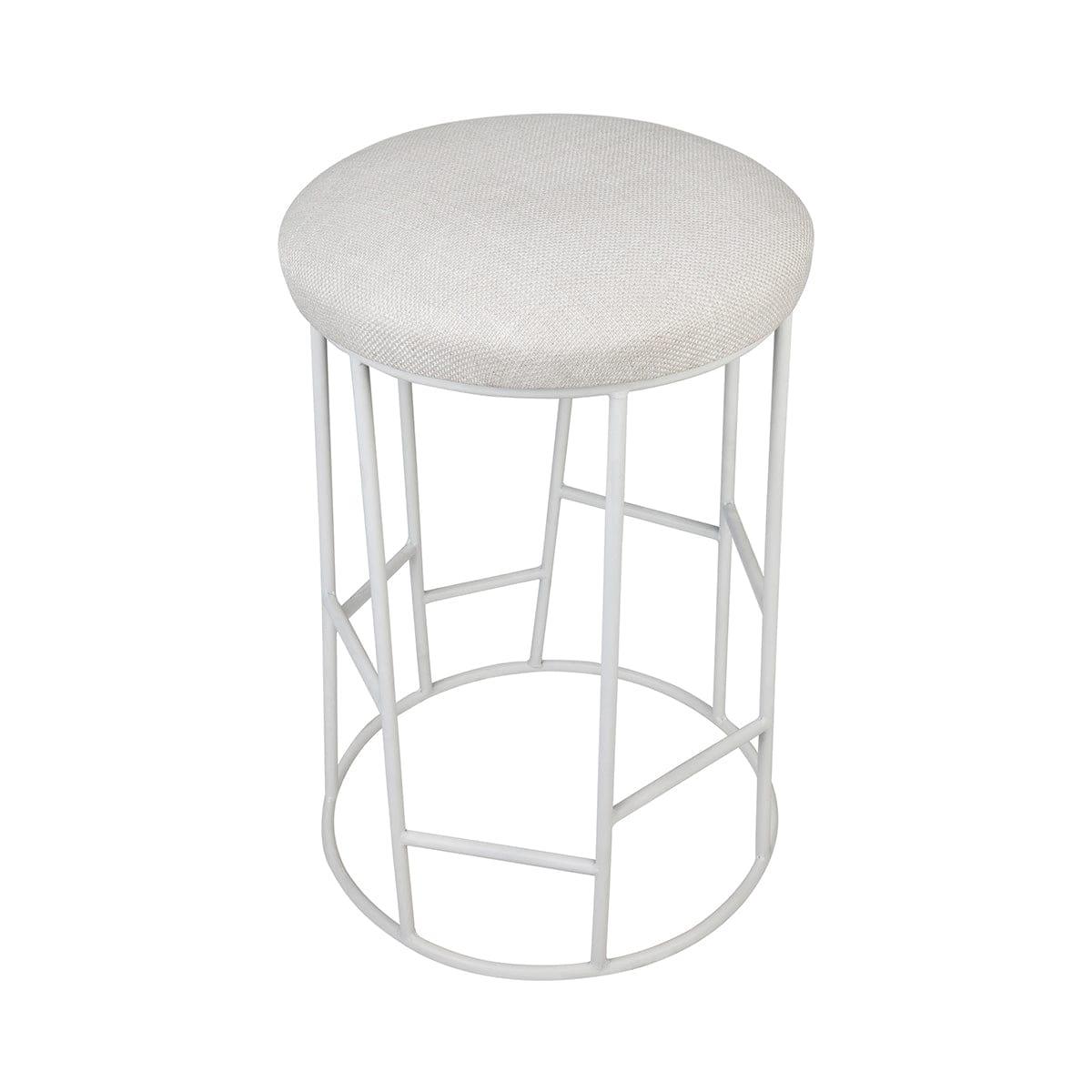 House Journey Aiden White Steel Kitchen Stool - Natural Linen