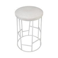 House Journey Aiden White Steel Kitchen Stool - Natural Linen