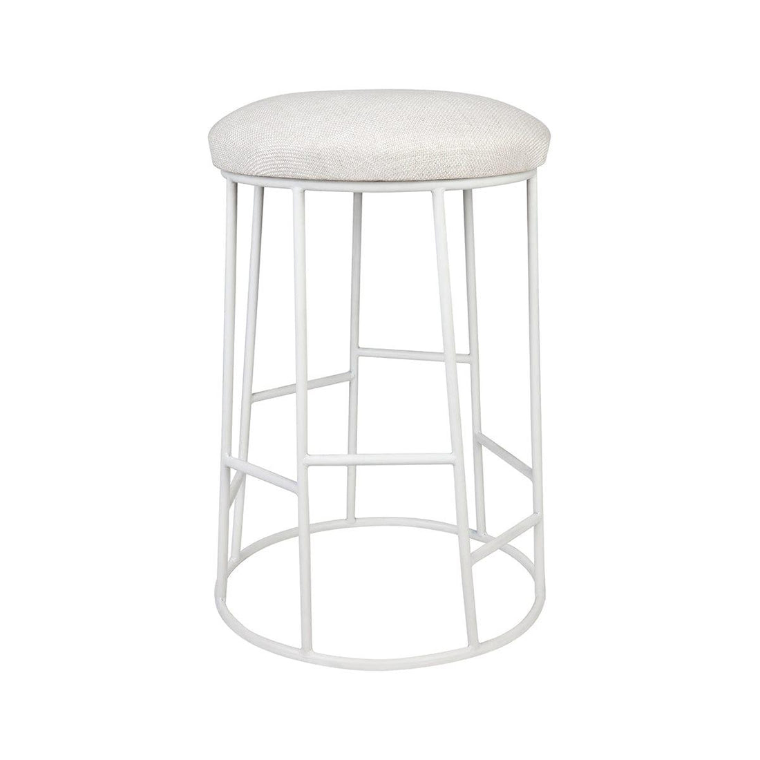 House Journey Aiden White Steel Kitchen Stool - Natural Linen