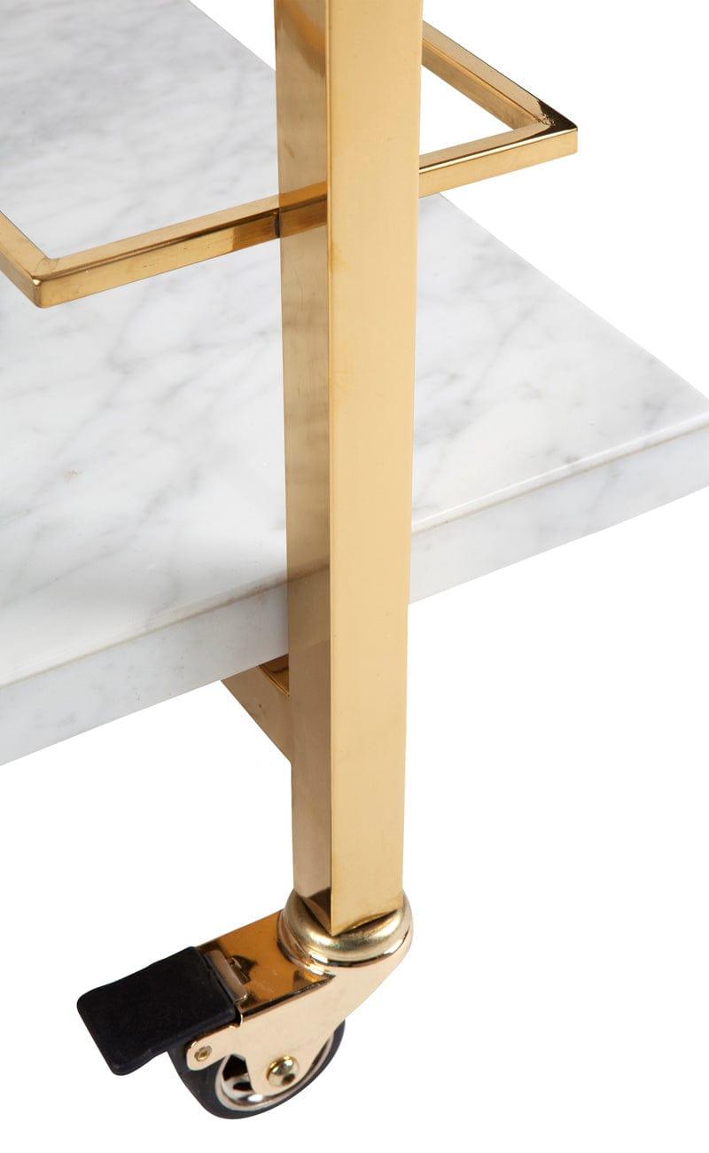 House Journey Bar Trolley Franklin White Marble Drinks Trolley - Gold