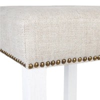 House Journey Canyon White Kitchen Stool - Natural Linen