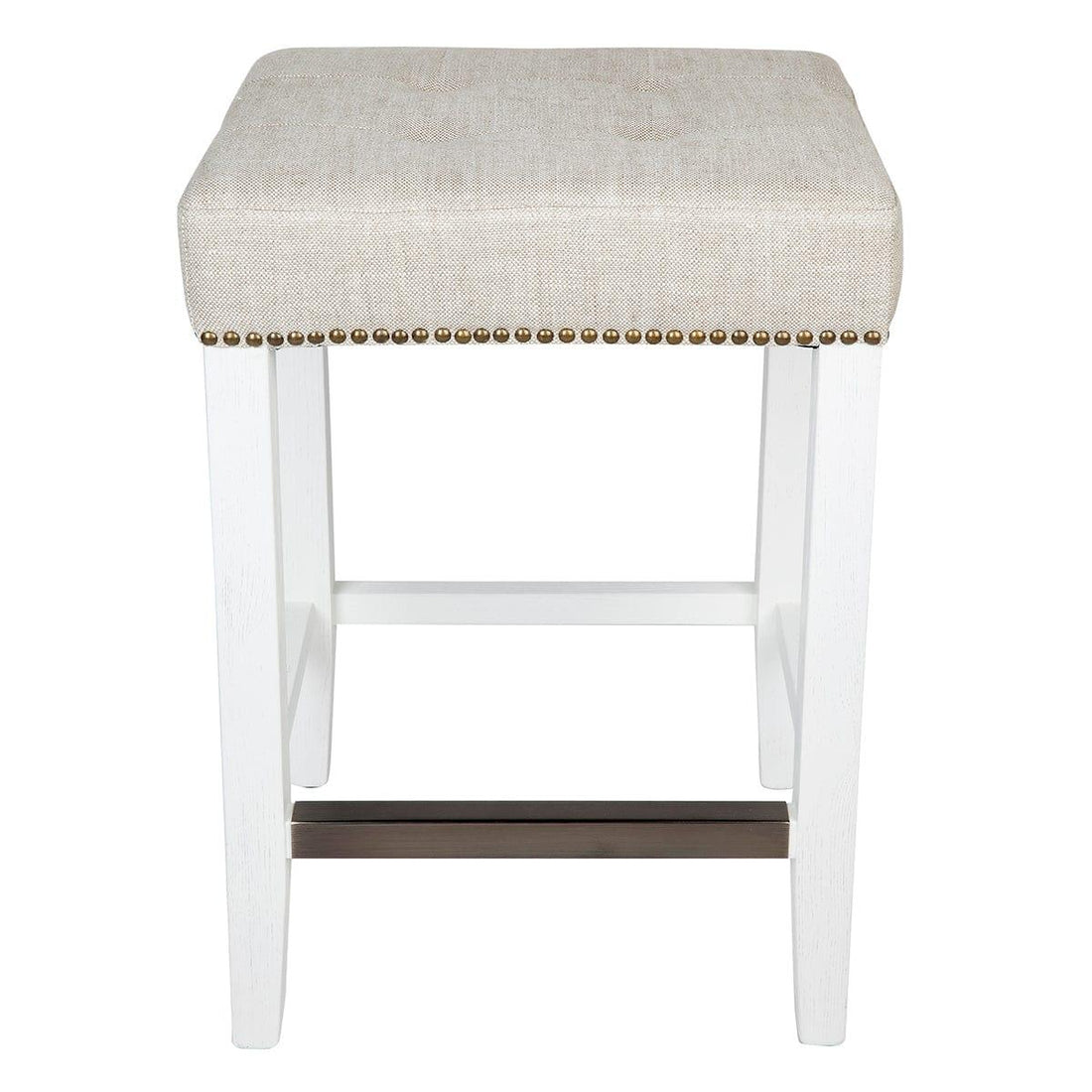 House Journey Canyon White Kitchen Stool - Natural Linen