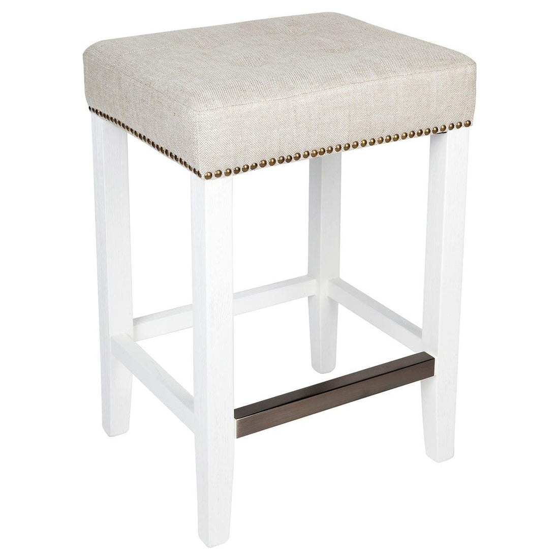 House Journey Canyon White Kitchen Stool - Natural Linen