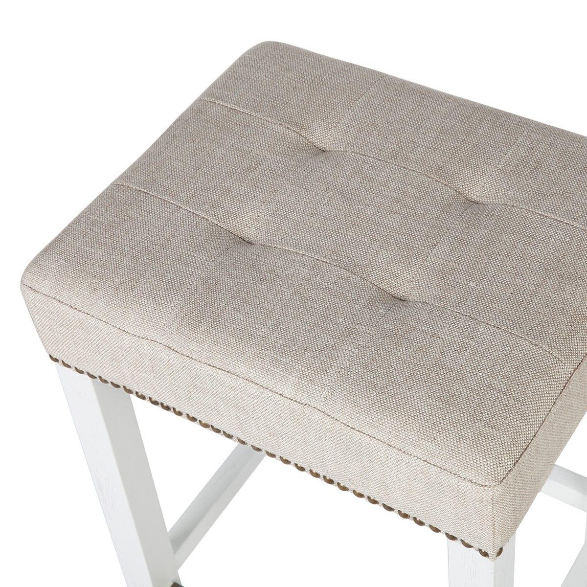 House Journey Canyon White Kitchen Stool - Natural Linen