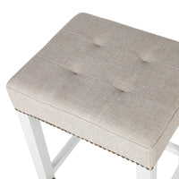 House Journey Canyon White Kitchen Stool - Natural Linen