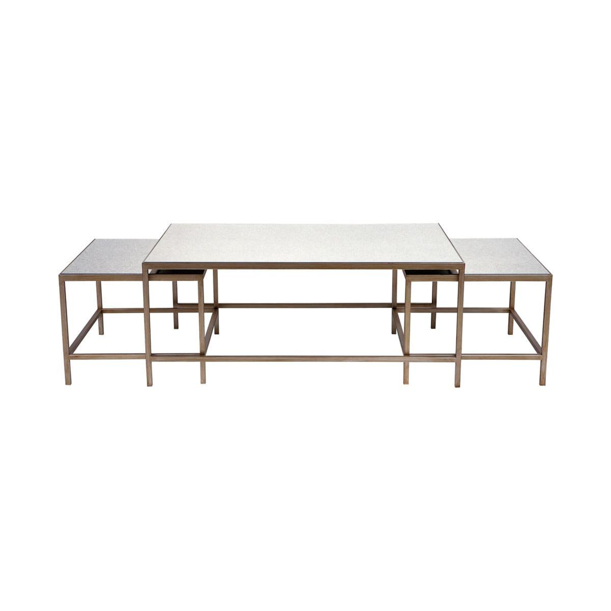 House Journey Cocktail Mirrored Nesting Coffee Table - Antique Gold