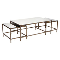 House Journey Cocktail Mirrored Nesting Coffee Table - Antique Gold