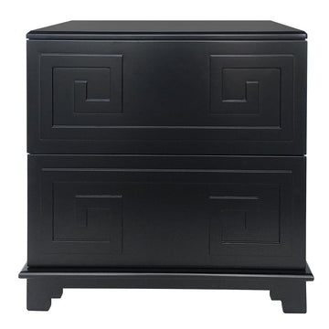 House Journey Greek Key Bedside Table - Black