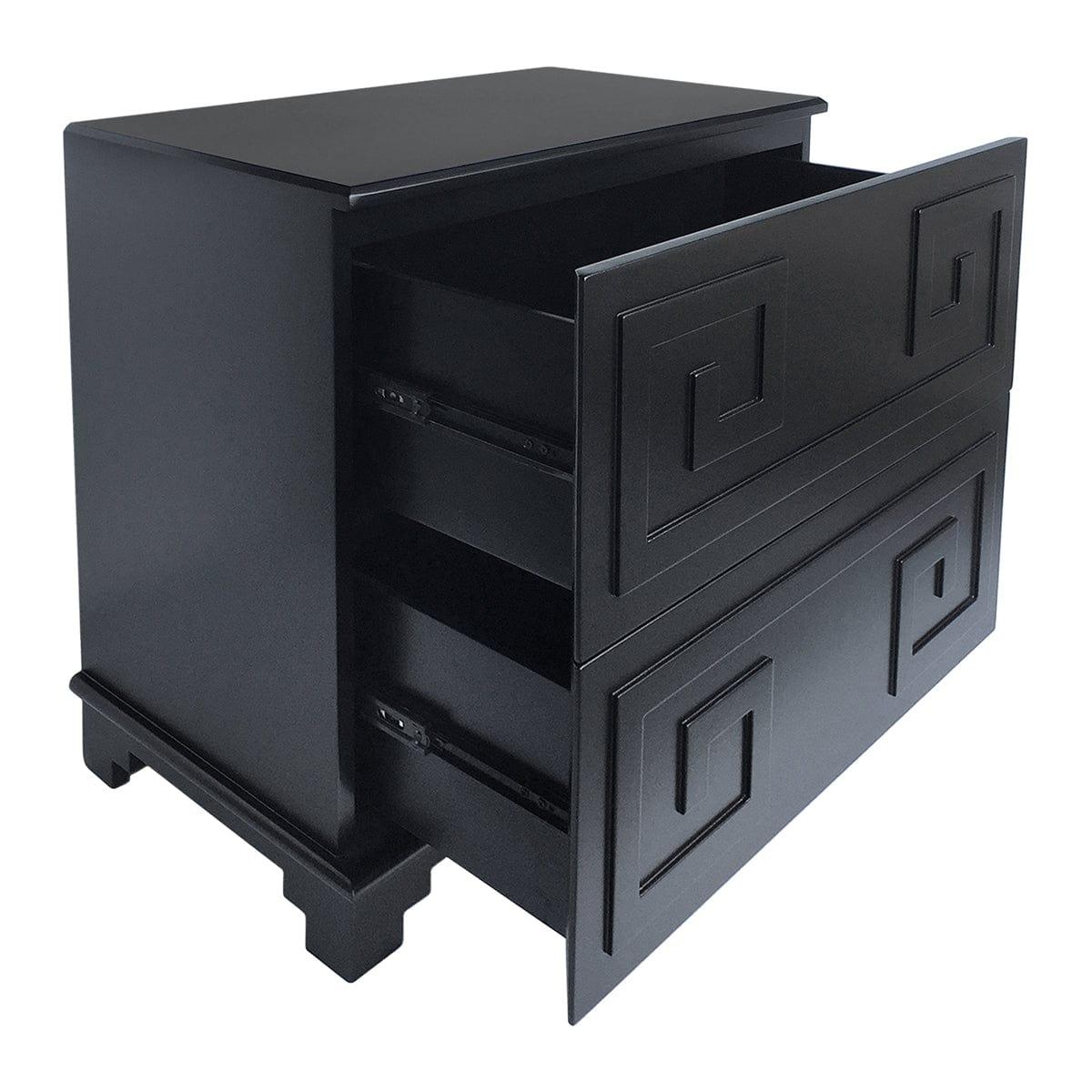 House Journey Greek Key Bedside Table - Black