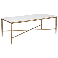 House Journey Heston Rectangle Marble Coffee Table - Brass