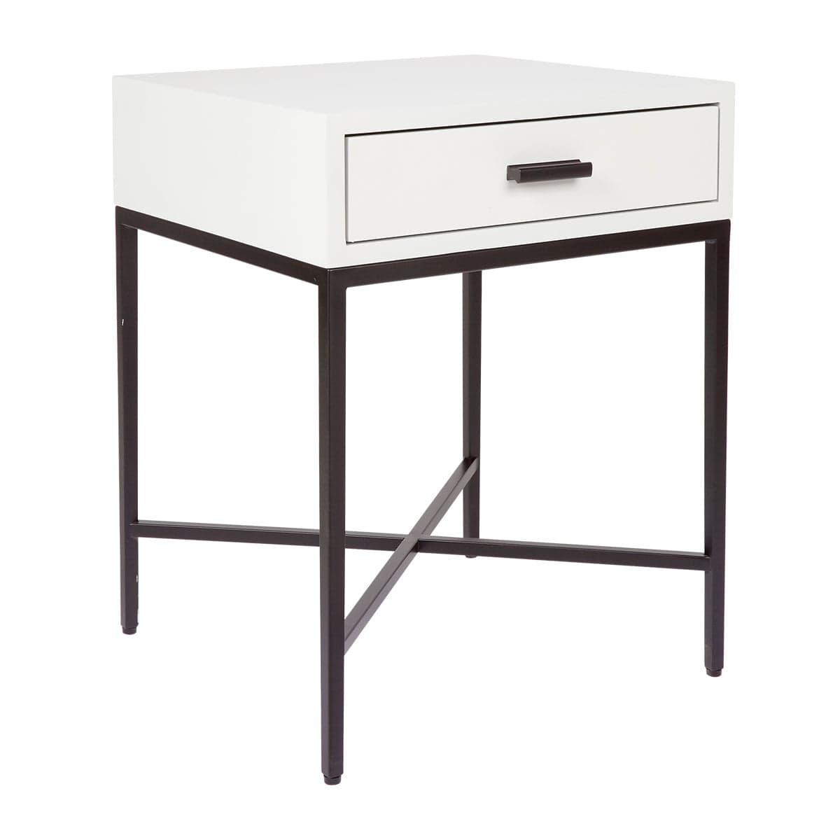 House Journey Nessa White Bedside Table - Black