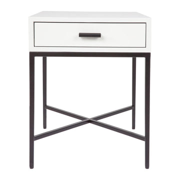 House Journey Nessa White Bedside Table - Black
