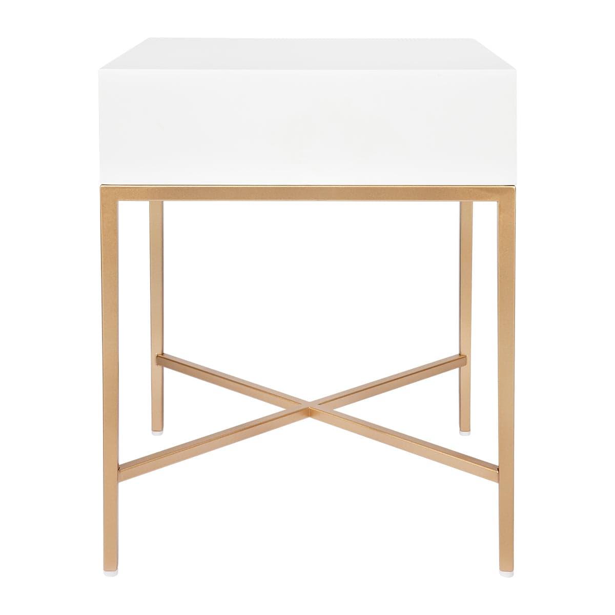 House Journey Nessa White Bedside Table - Gold