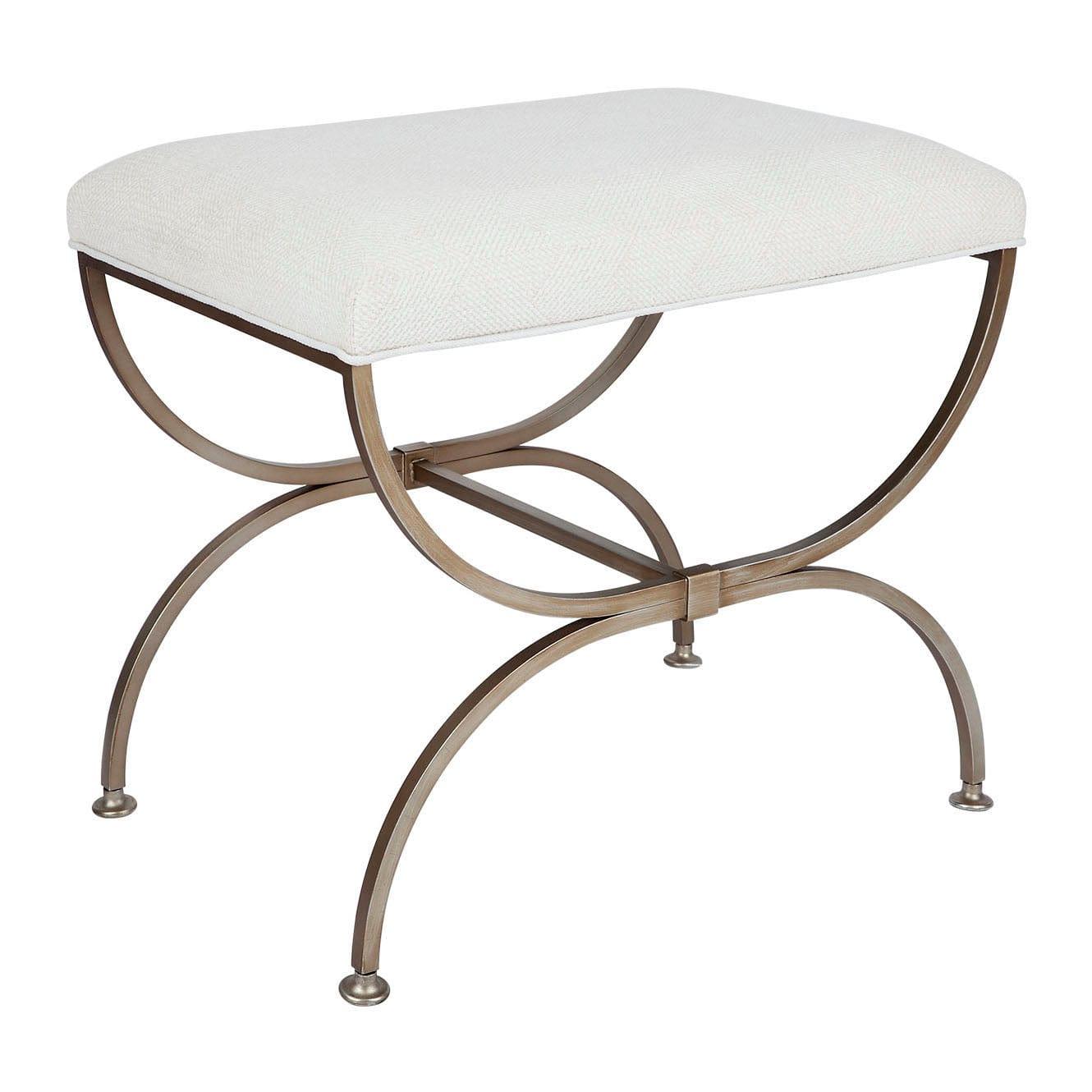 House Journey Novak Antique Gold Iron Stool - Natural Linen