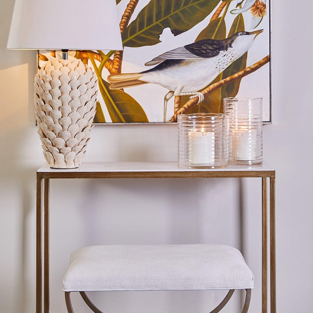 House Journey Novak Antique Gold Iron Stool - Natural Linen
