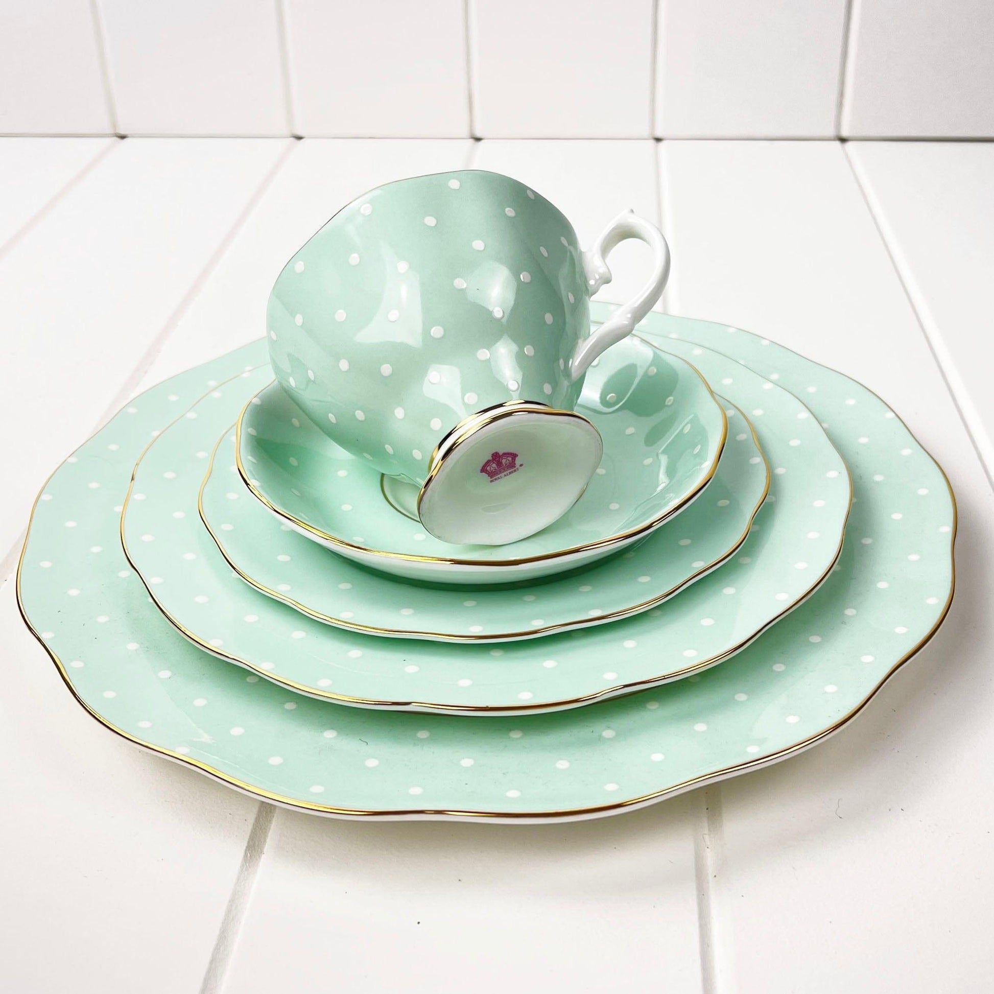 Royal Albert Cheeky Vintage Mix Polka Rose 5pc Service for One.