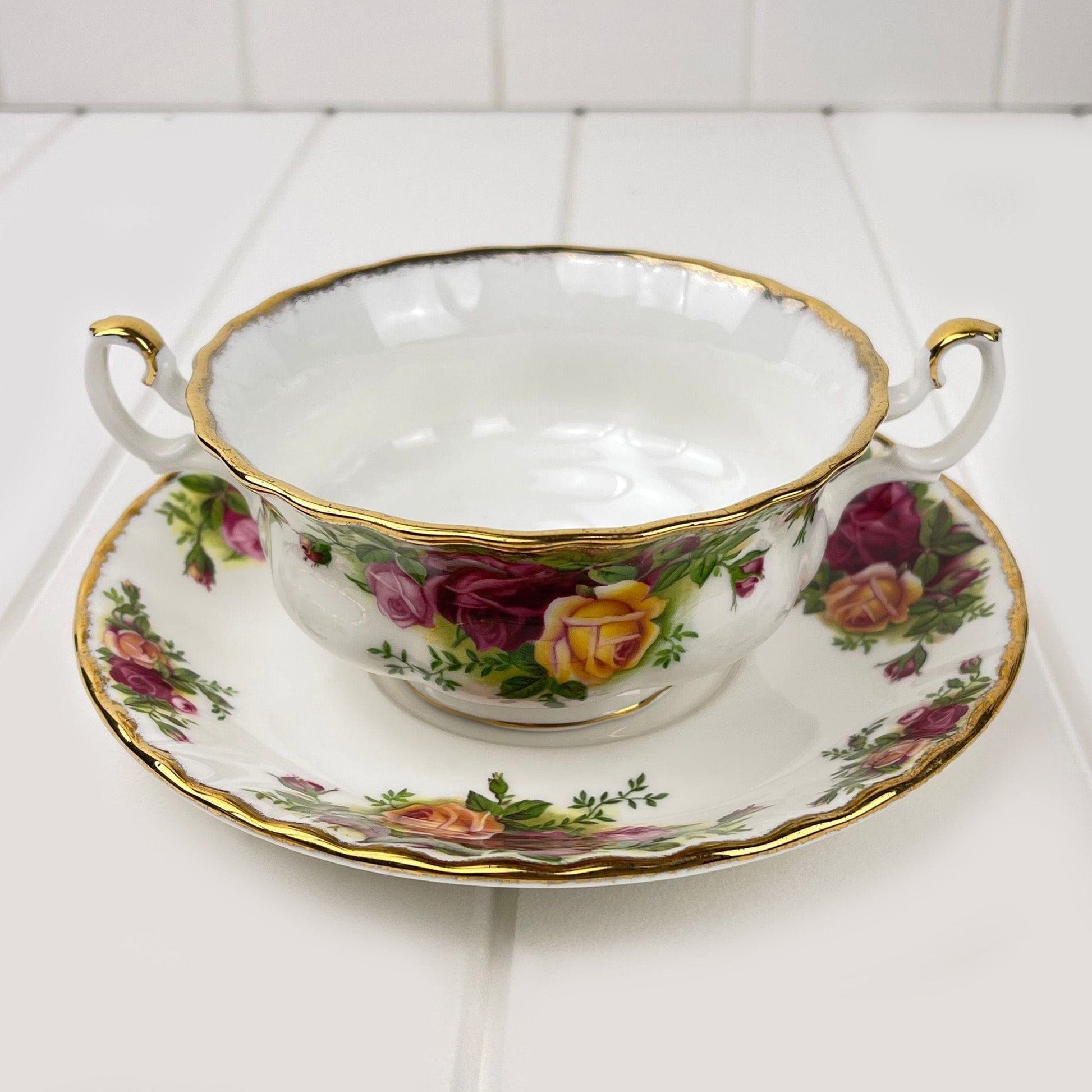 Royal Albert Bone China Royal Albert Old Country Roses Soup Coupe and Underplate