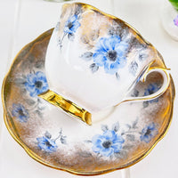 Royal Albert Bone China Royal Albert Unnamed Blue Flower, Gold Spray Duo