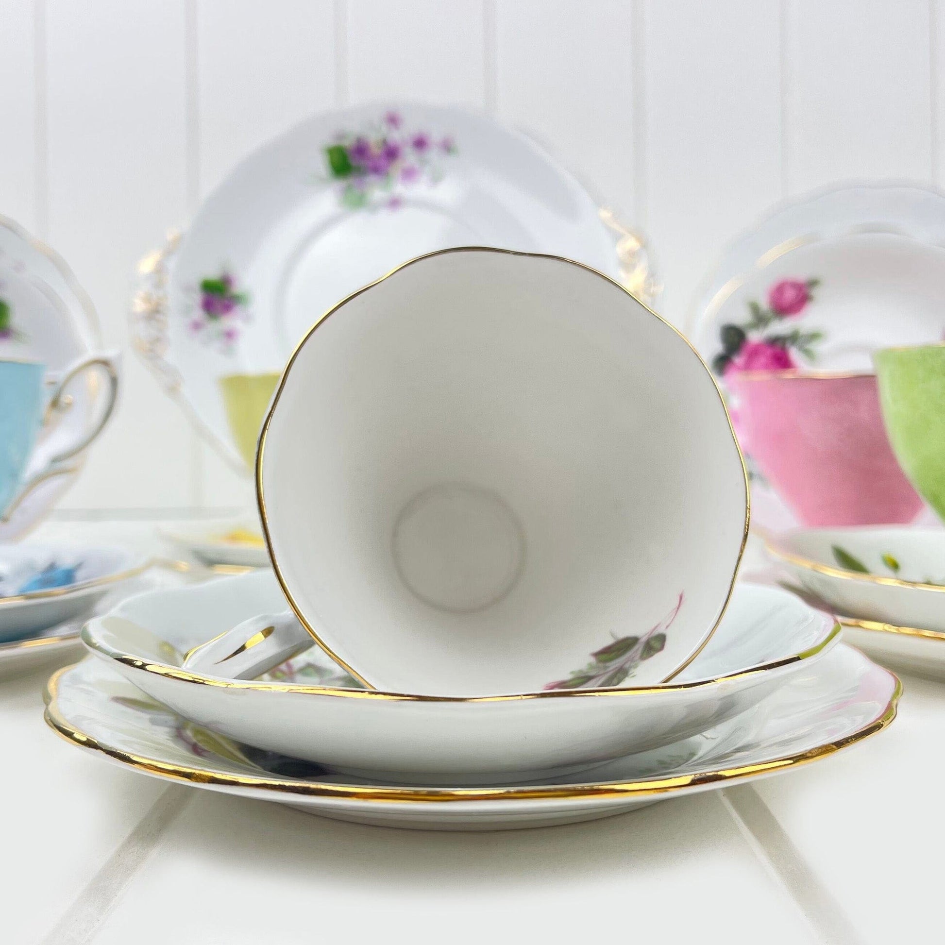 Royal Albert Bone China Royal Standard Harlequin Silver Rose - 2728 Trio