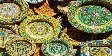 Colorful decorative plates with floral patterns for home decor