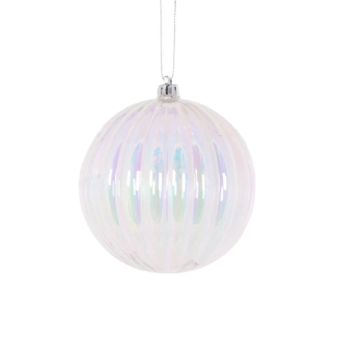 10Cm Ribbed Iridescent Bauble - Exquisite Homewares 