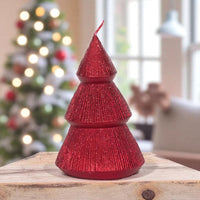 11cm Red Ribbed Tree Candle