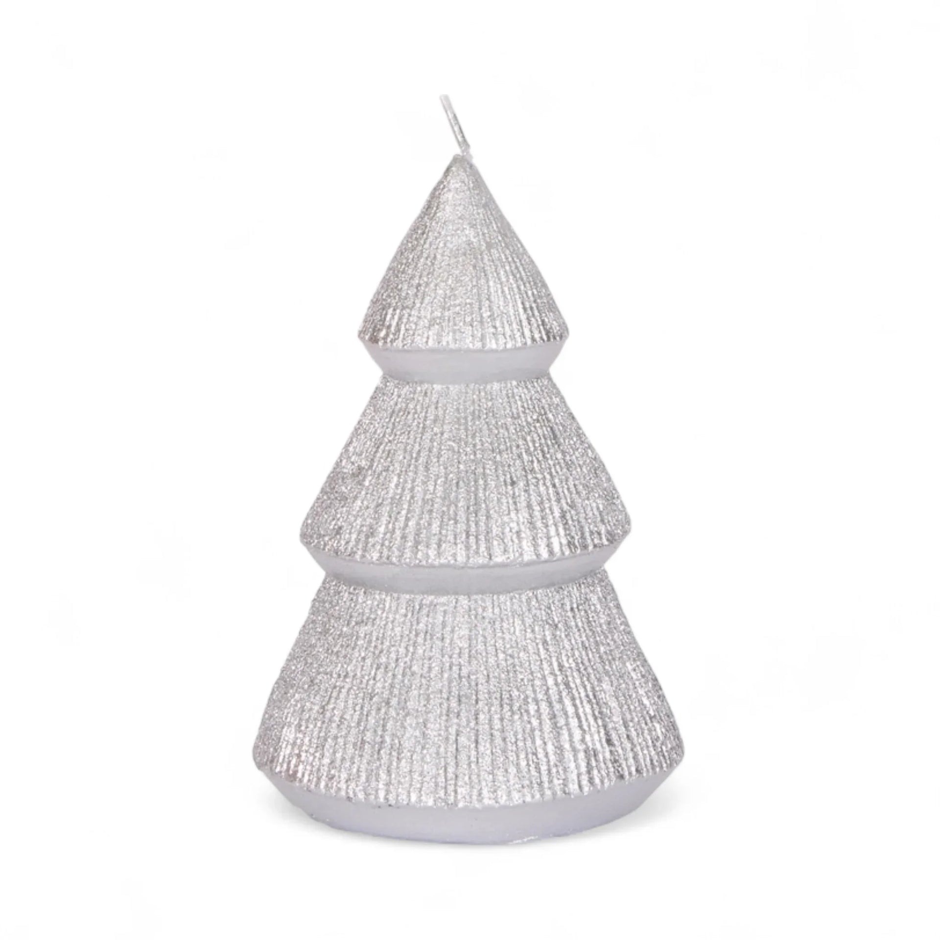 11cm Silver Ribbed Tree Candle