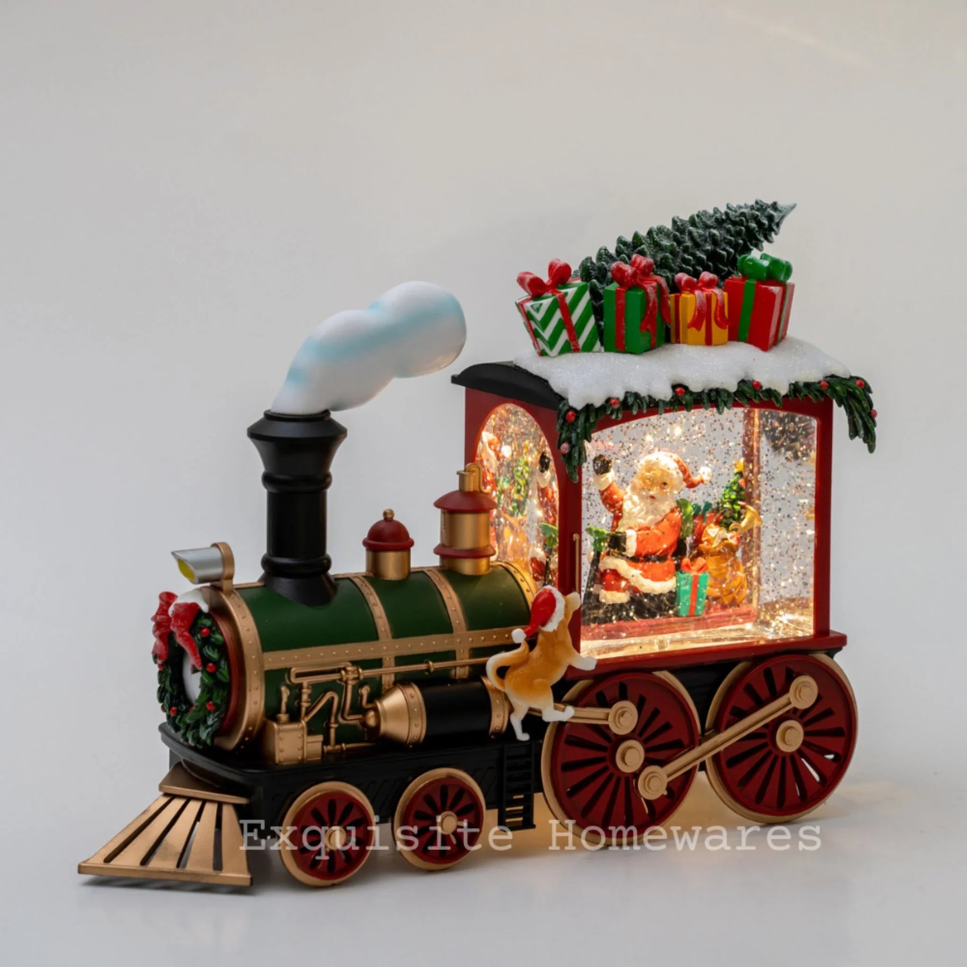 Musical Retro Festive Train lighted Snow Globe with Santa - 31x9.5x23.6cm