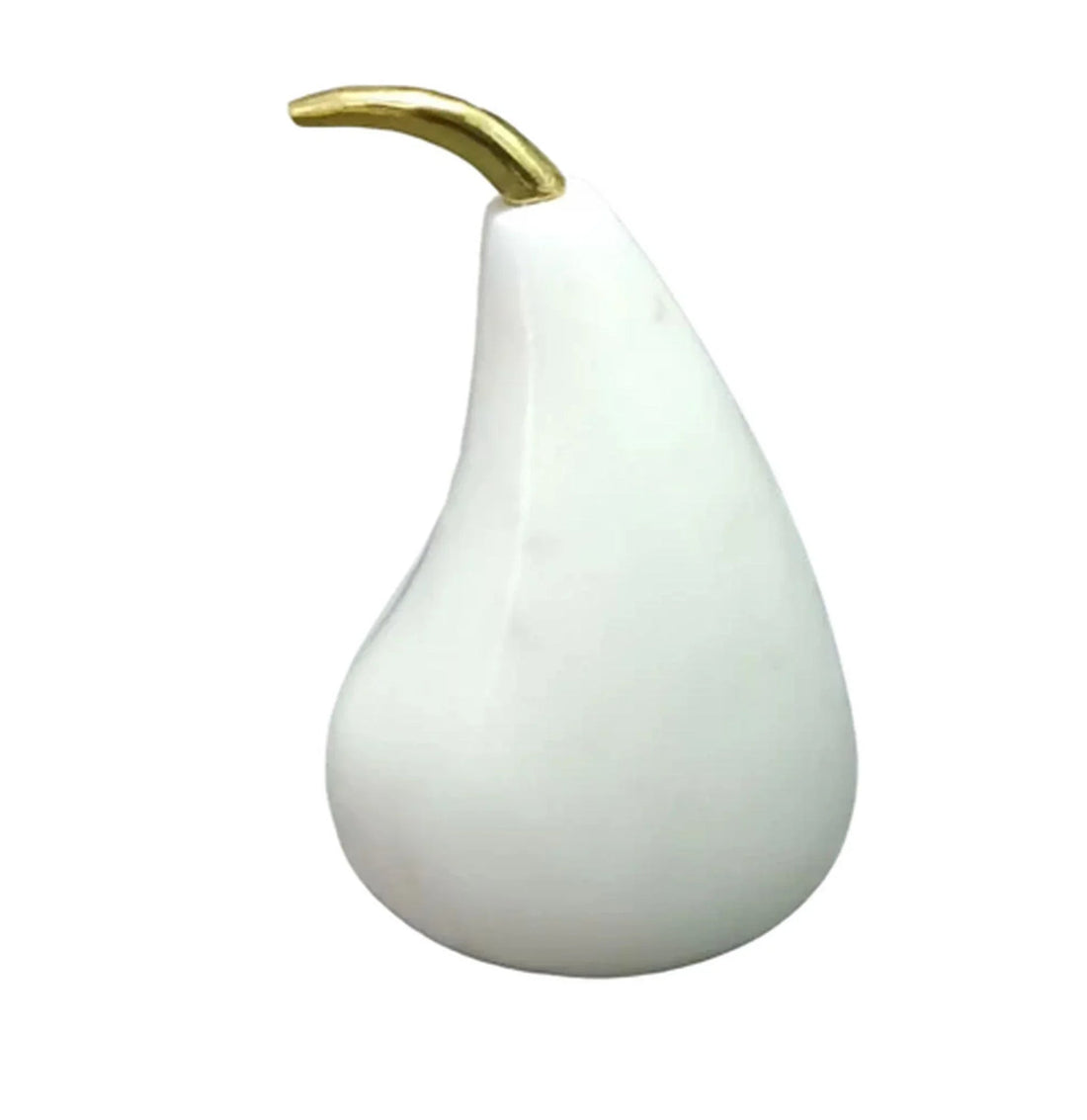 White ceramic pear with gold stem, elegant home decor accent piece