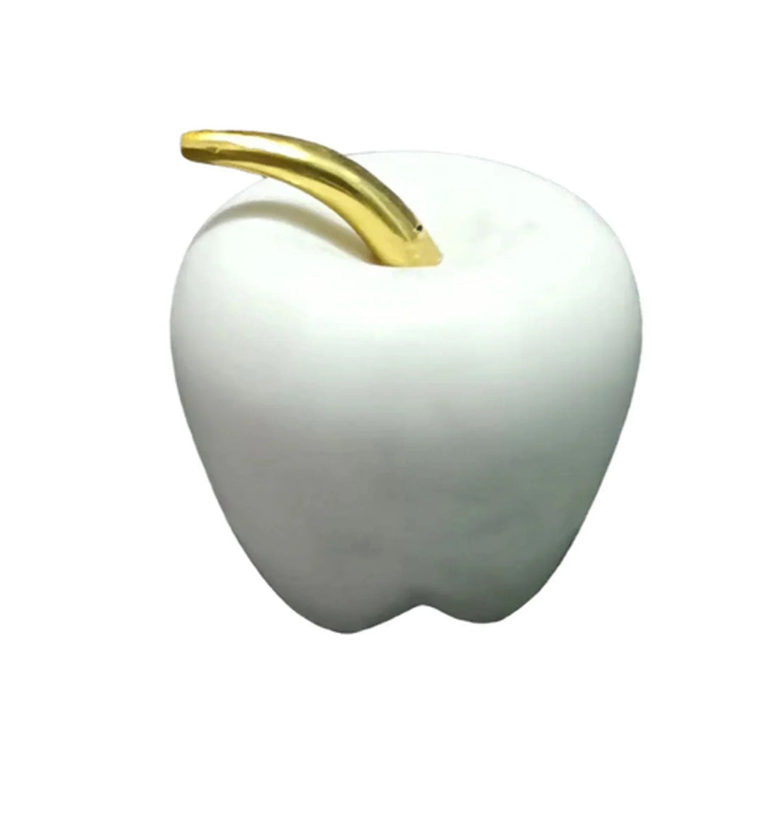 White ceramic apple with gold stem, modern home décor accent piece