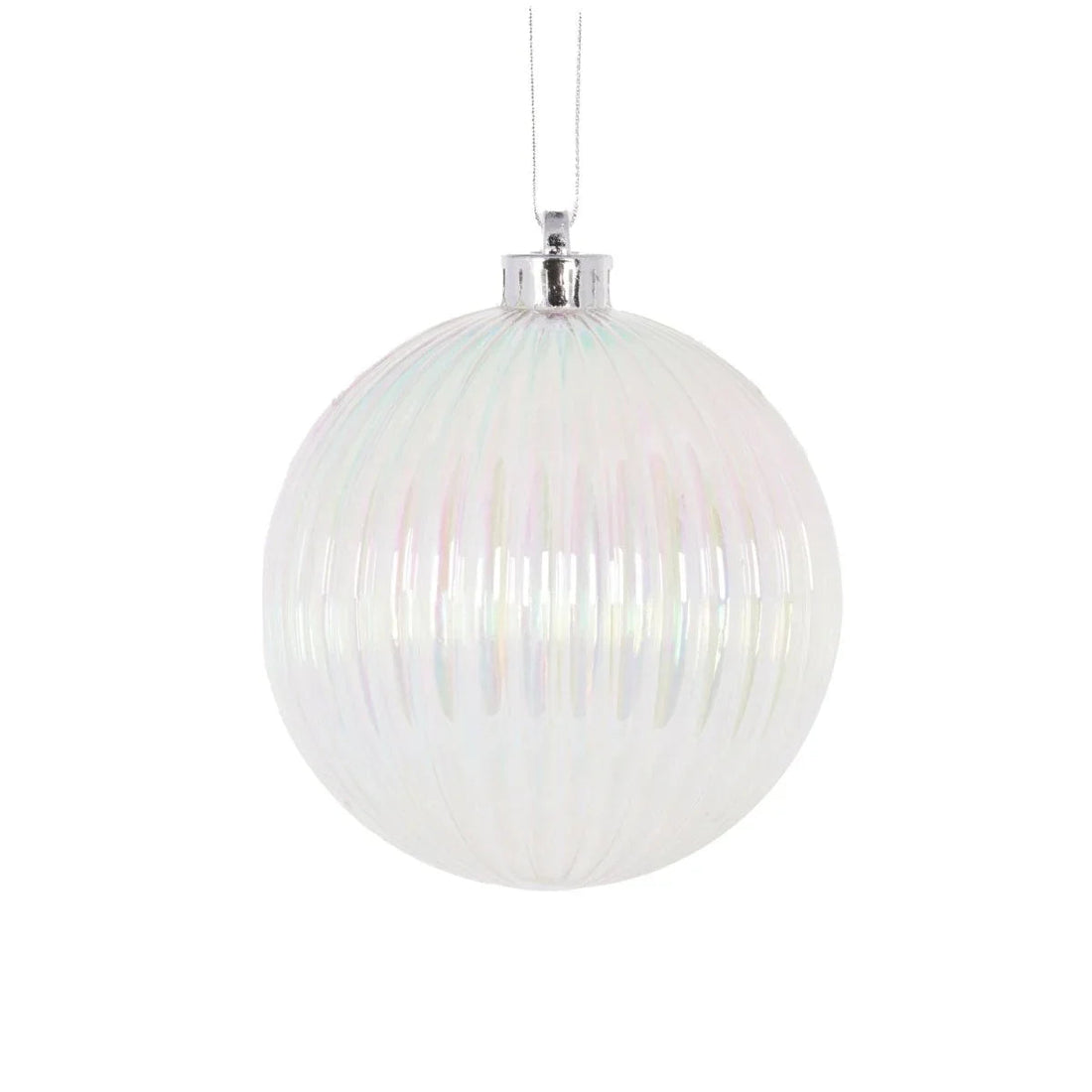 12Cm Ribbed Iridescent Bauble - Exquisite Homewares 