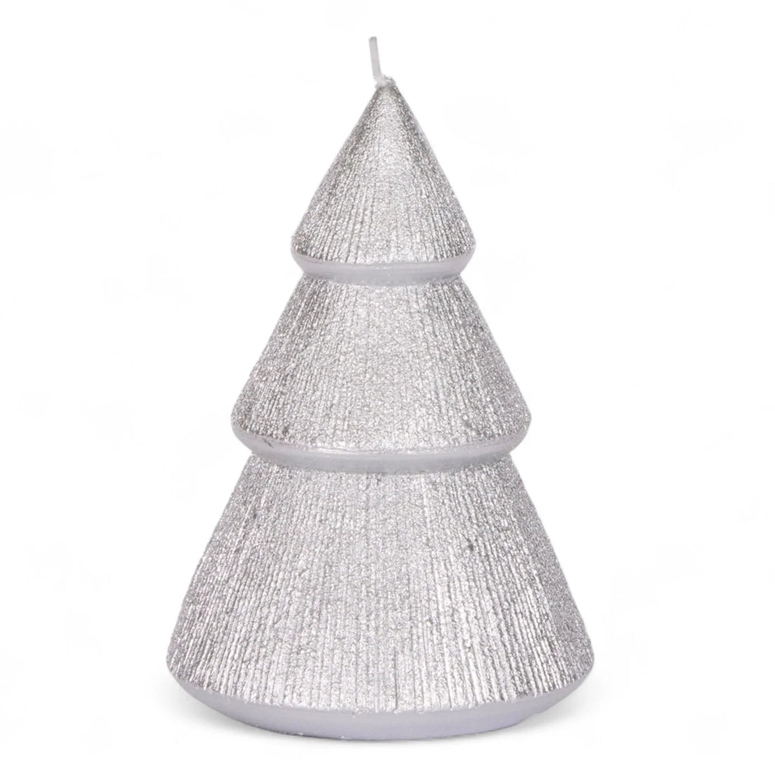 13.5cm Silver Ribbed Tree Candle