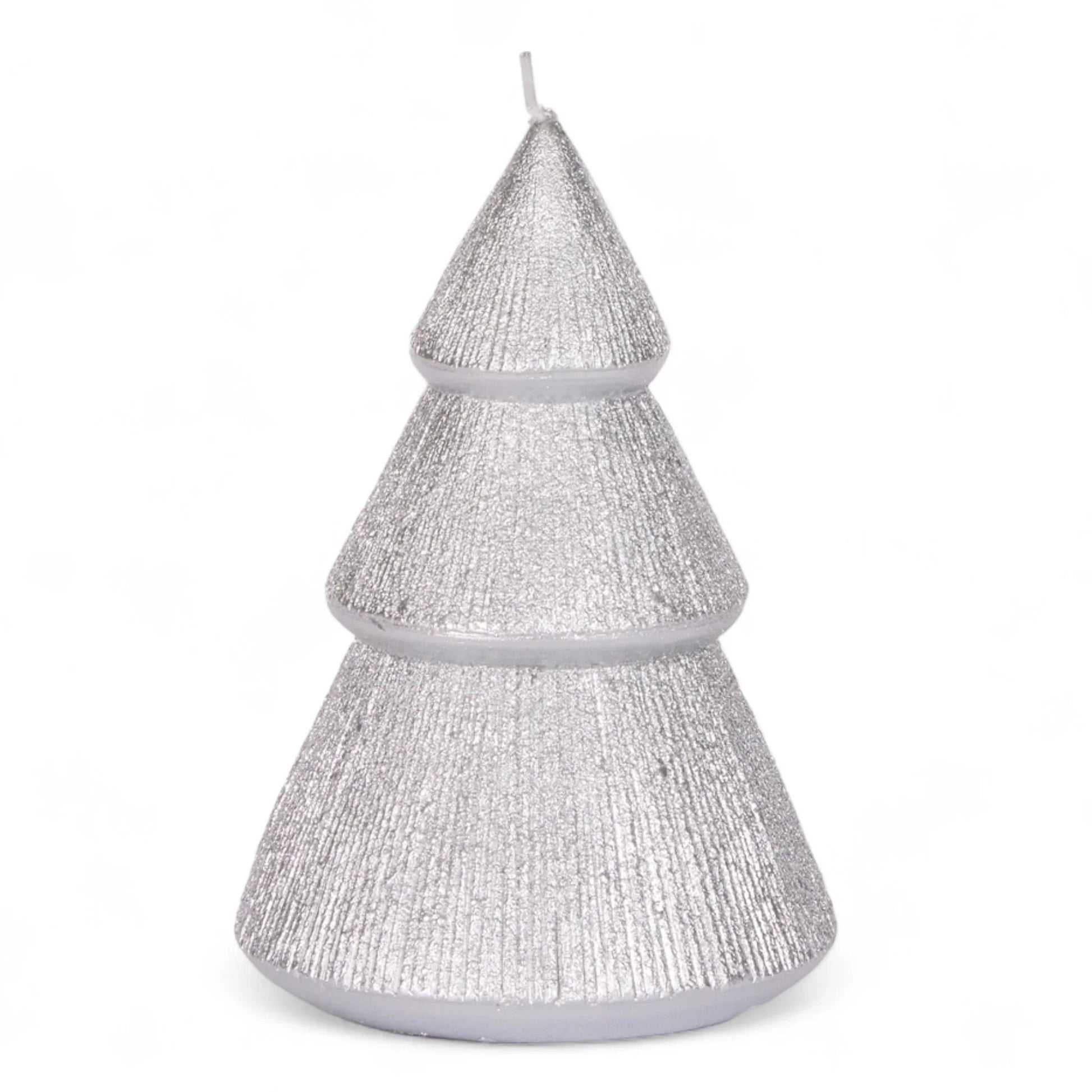 13.5cm Silver Ribbed Tree Candle