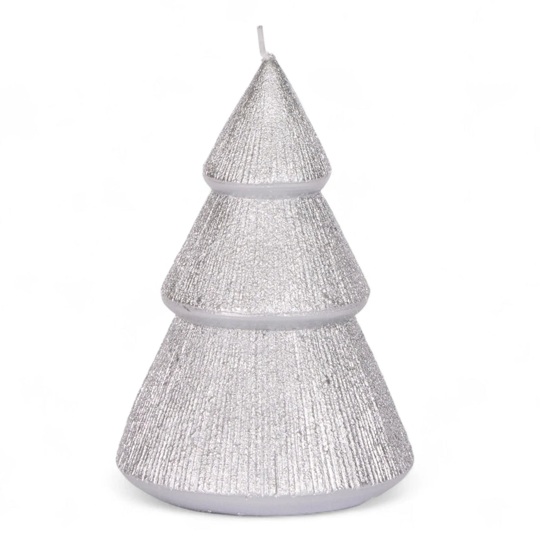 13.5cm Silver Ribbed Tree Candle