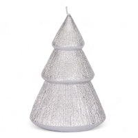 13.5cm Silver Ribbed Tree Candle