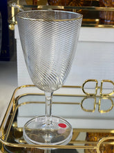 Load image into Gallery viewer, Acrylic Wine Glass Clear Stripe With Gold Rim
