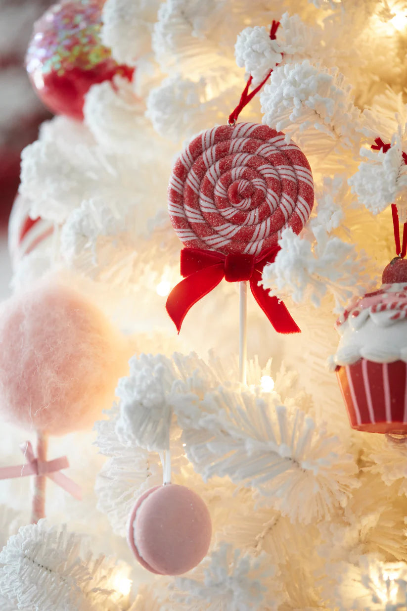 Red & White Swirl Lollypop Hanging Ornament